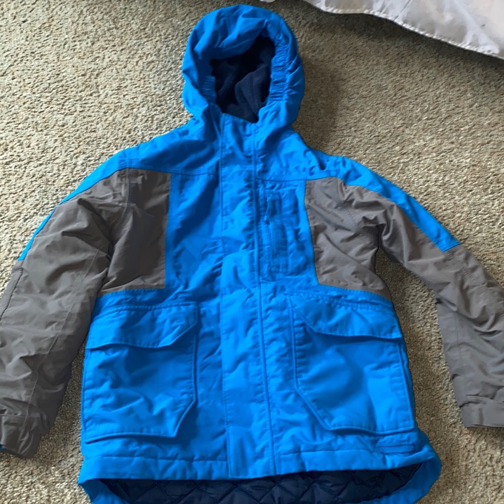 Lands end small 8 bright blue and gray winter jacket